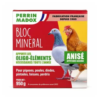 Bloc oligo-éléments anis 950g pour volailles et oiseaux