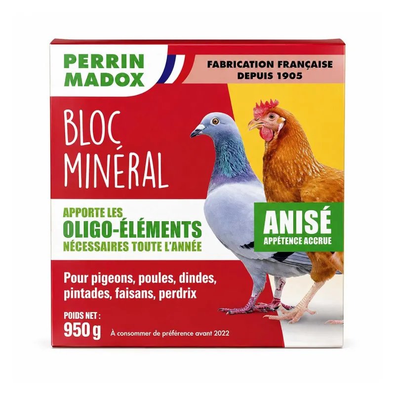 Bloc oligo-éléments anis 950g pour volailles et oiseaux