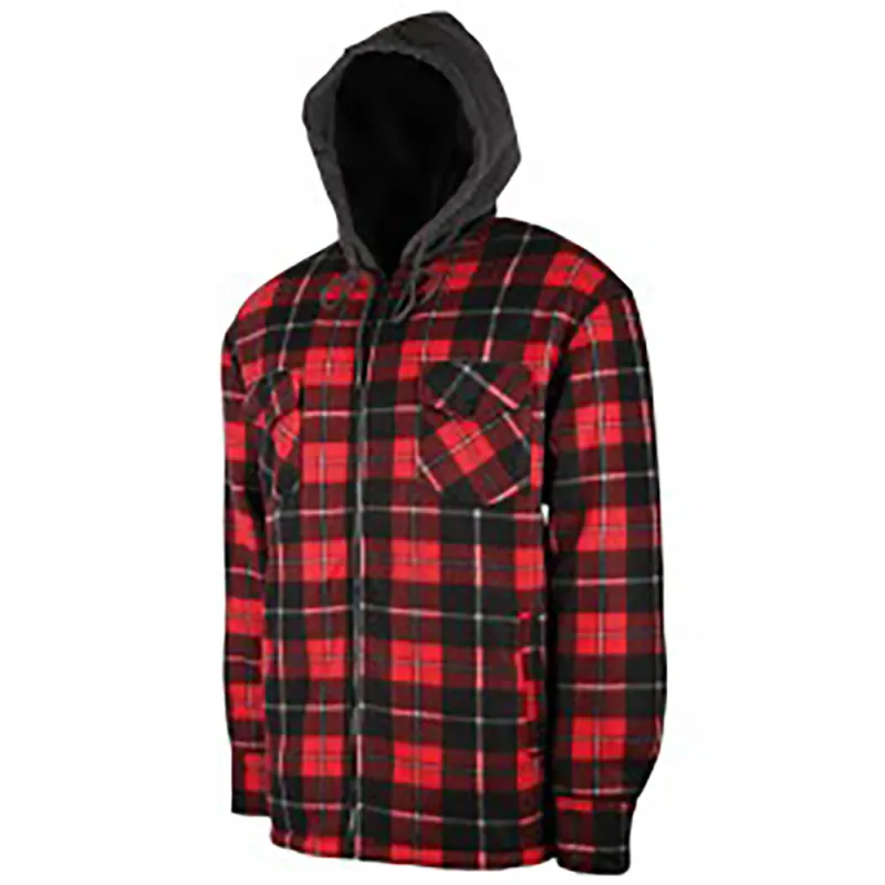 Chemise sherpa capuche 4 poches marron/rouge M à 3XL
