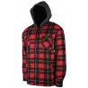 Chemise sherpa capuche 4 poches marron/rouge M à 3XL