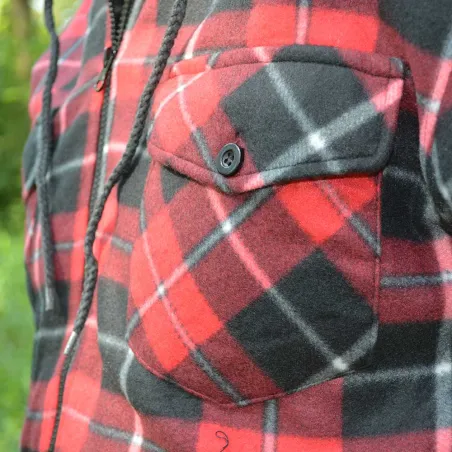 Chemise sherpa capuche 4 poches marron/rouge M à 3XL