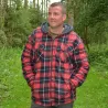 Chemise sherpa capuche 4 poches marron/rouge M à 3XL
