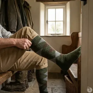 Chaussettes Jacquard kaki pour marcheurs et éleveurs