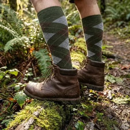 Chaussettes Jacquard kaki pour marcheurs et éleveurs