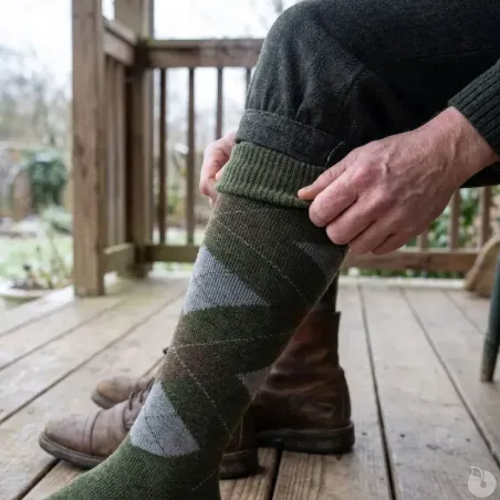 Chaussettes Jacquard kaki pour marcheurs et éleveurs