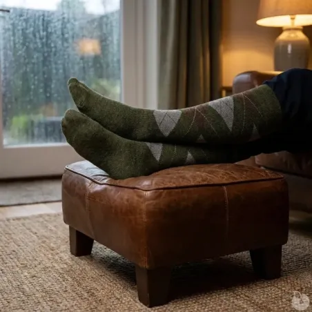 Chaussettes Jacquard kaki pour marcheurs et éleveurs