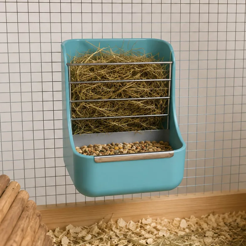 Mangeoire double usage pour lapin grain et foin