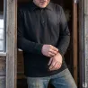 Chemise F1 coton noir 240g/m² - Col zippé, poignets ajustables