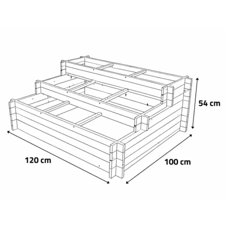 Kit 3 carrés potagers en sapin avec géotextile
