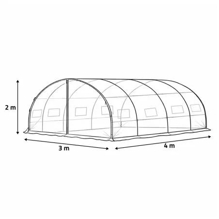 Housse serre 12m² - Polyéthylène anti-UV 140g/m² 8 fenêtres