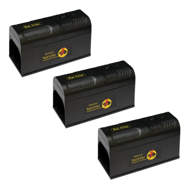 Pack 3 pièges électriques anti-rongeurs 7000V - 21x9,5x12cm