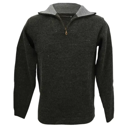 Pull Lorry gris anthracite col camionneur zippé