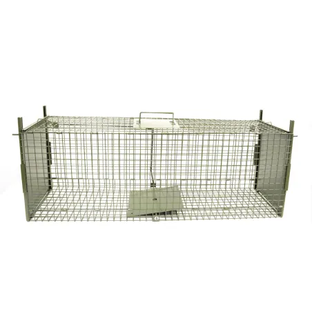 Piège à fauves pliable 2 entrées 100x30x35cm maille acier