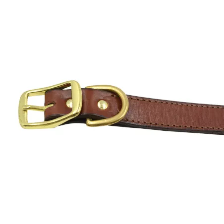 Collier cuir noisette gravé - 4 tailles disponibles