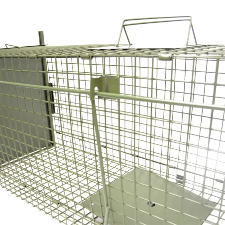 Piège à fauves pliable 2 entrées 100x30x35cm maille acier