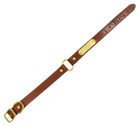 Collier cuir noisette gravé - 4 tailles disponibles