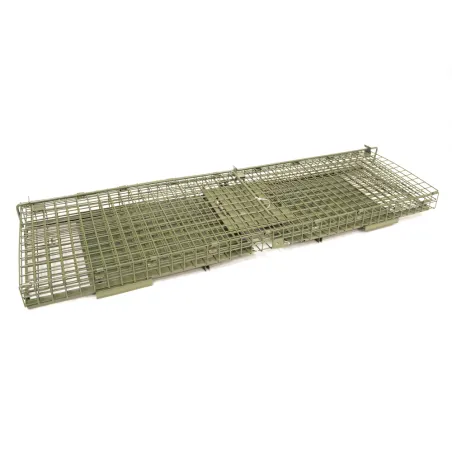 Piège à fauves pliable 2 entrées 100x30x35cm maille acier