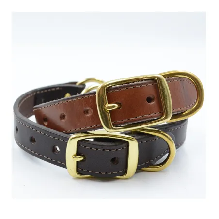 Collier cuir noisette gravé - 4 tailles disponibles