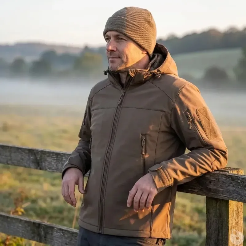 Veste Softshell Fighter A10® Homme - Marron, imperméable