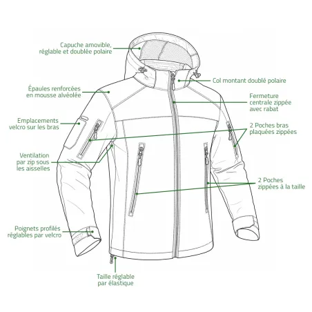 Veste Softshell Fighter A10® Homme - Marron, imperméable