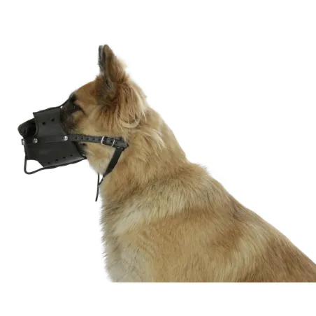 Muselière en cuir réglable 3 points pour chien