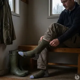 Chaussettes techniques kaki/gris pour élevage et outdoor
