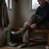 Chaussettes techniques kaki/gris pour élevage et outdoor