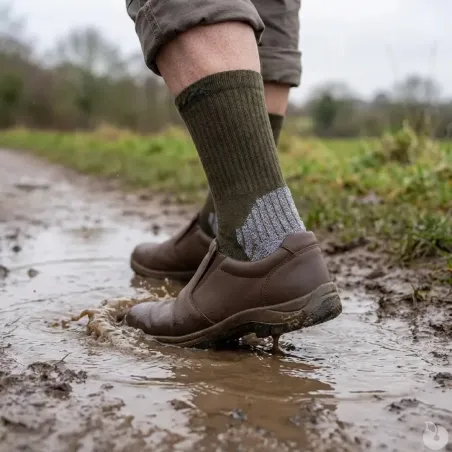 Chaussettes techniques kaki/gris pour élevage et outdoor