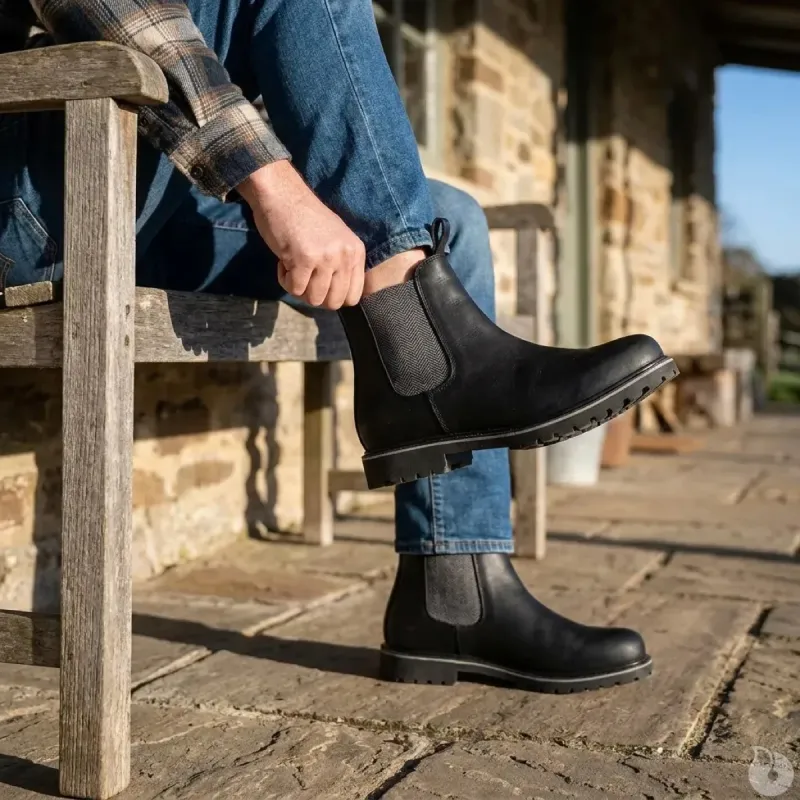 Bottines Chelsea Brighton cuir noir - 40 à 47