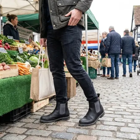 Bottines Chelsea Brighton cuir noir - 40 à 47