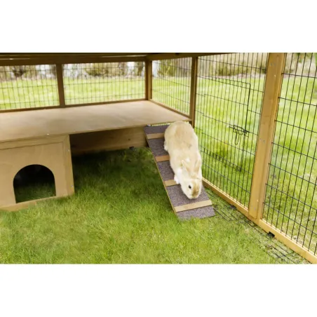 Parc en pin lasuré pour petits animaux avec abri 50x50cm