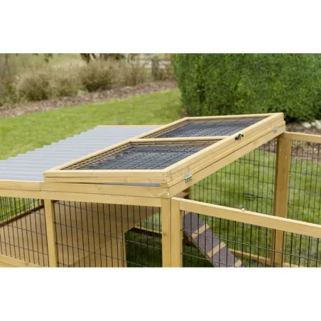 Parc en pin lasuré pour petits animaux avec abri 50x50cm