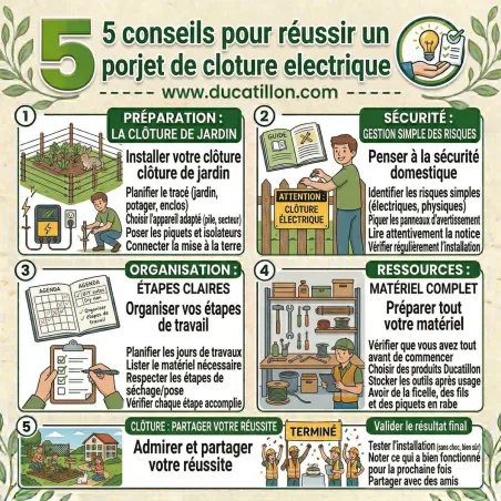 Lot de 5 piquets Euro 1,56 m pour clôture électrique