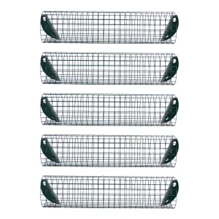 Lot de 5 pièges tube métal pour lapins et furets 15x60 cm