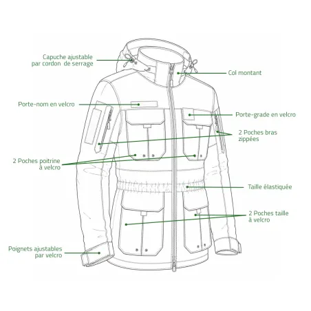 Veste Fighter camo longue - M à 3XL - Résistante outdoor