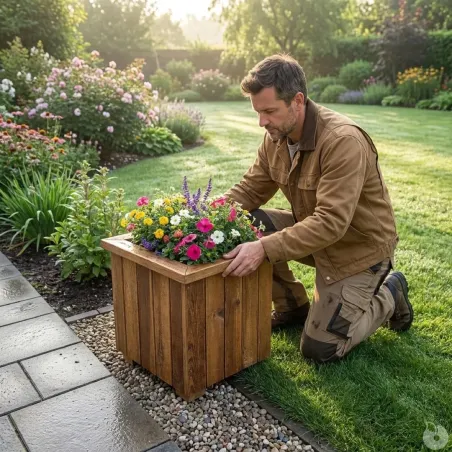 Jardinière carrée bois autoclave 40x40 cm - Extérieur