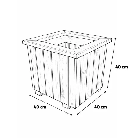 Jardinière carrée bois autoclave 40x40 cm - Extérieur