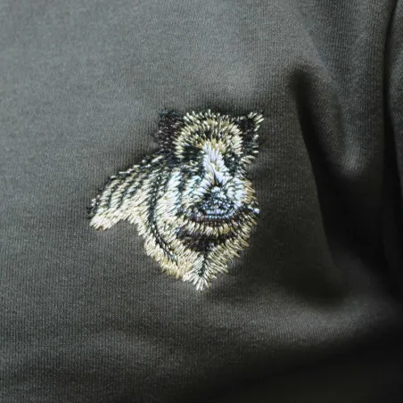 Sweat polaire brodé sanglier - Vert éleveur