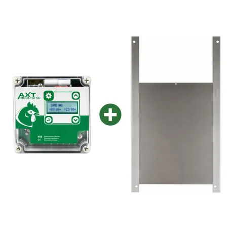 Portier automatique horloge + trappe pour oies 33x50cm
