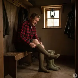 Chaussettes mi-bas homme vert armée - Coton peigné - DCA France
