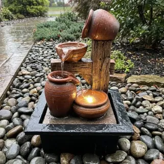 Fontaine LED décorative amphores - 22x19x29 cm extérieur
