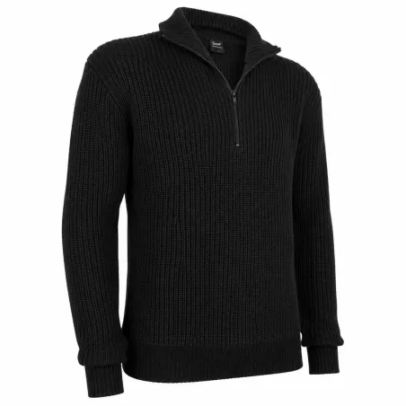 Pull Troyer Noir Brandit® - Col Camionneur Homme