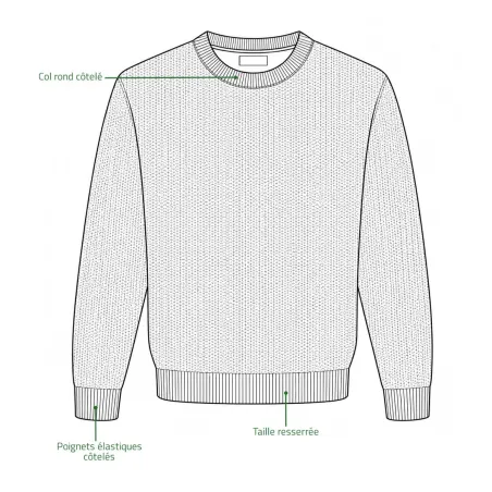 Pull col rond Havane : chaud et résistant pour extérieur