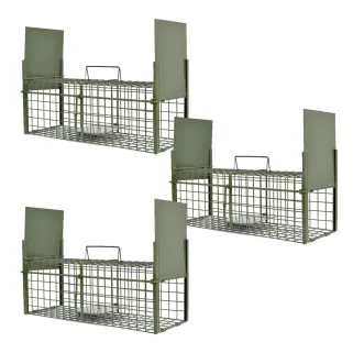 Lot de 3 pièges à rats galvanisés 50x18x18 cm