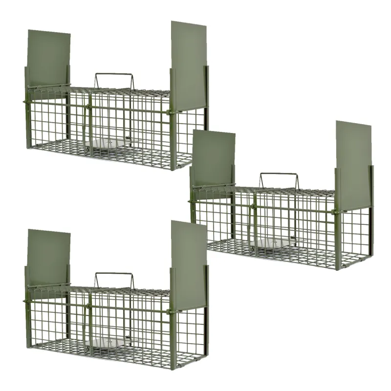 Lot de 3 pièges à rats galvanisés 50x18x18 cm