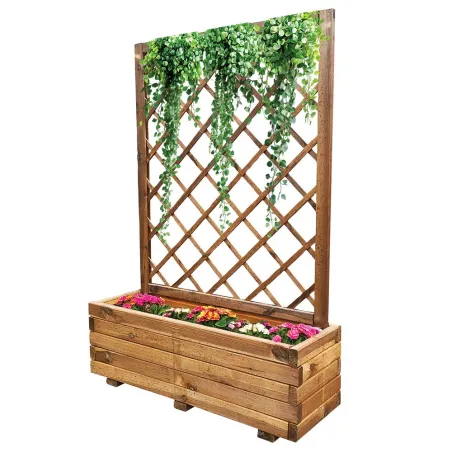 Jardinière bois autoclave classe 3 + treillis 90x31x140 cm