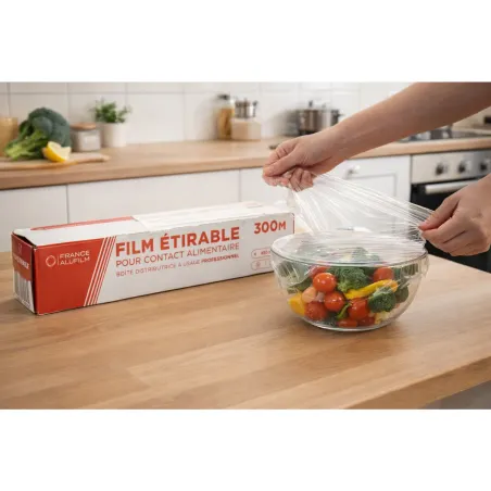 Film étirable alimentaire 300m x 45cm - Boîte carton