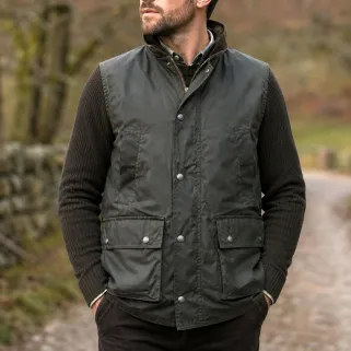 Gilet chasse Walker and Hawkes vert coton ciré 4 poches