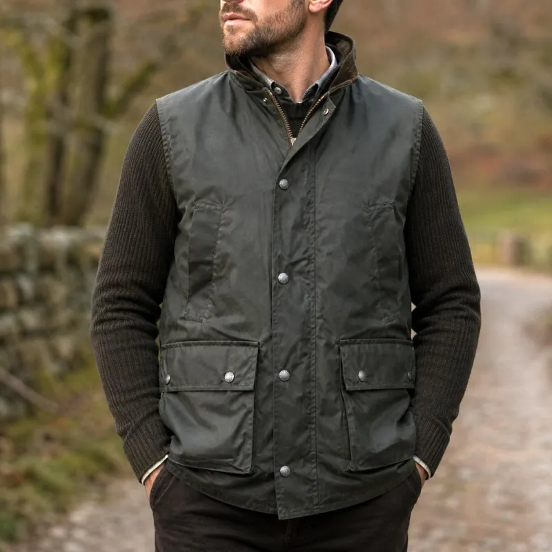 Gilet chasse Walker and Hawkes vert coton ciré 4 poches