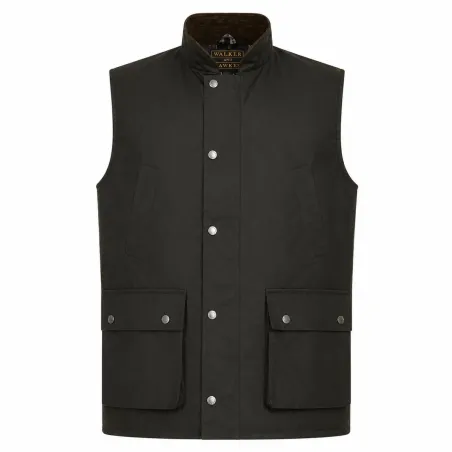 Gilet chasse Walker and Hawkes vert coton ciré 4 poches